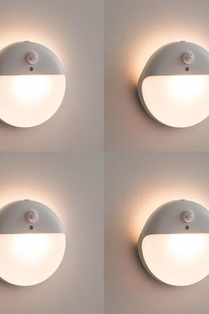 4 Pack Stair Lights Indoor, 2.6" Small Stick on Lights, Dimmable Motion Sensor Night Light, 3 Light Modes, Portable Battery Night Light for Corners, Cabinet, Toilet, Bedroom, Kids, Warm White