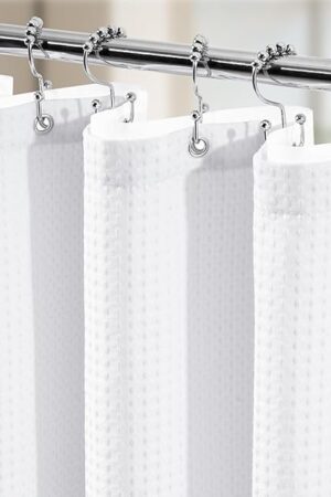 3 in 1 Shower Curtain Set, Waffle Shower Curtain and Liner Set with 12 Double Sided Shower Curtain Hooks, 258GSM Luxury Weighted Cloth Shower Curtains for Bathroom, 72 W x 72 H, White