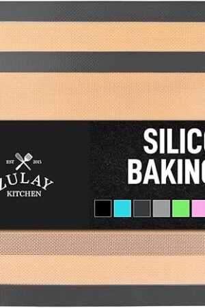Zulay Kitchen 16.5"x11.6" 2-Pack Silicone Baking Mat - Reusable Nonstick Baking Sheet - Dark Gray
