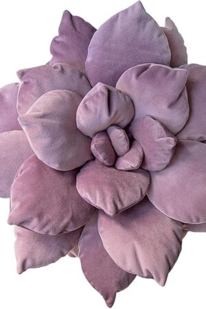 3D 17" Purple Succulent Pillow | Hand-Stitched Flower Pillow for Bedroom, Living Room, and Nursery | Cozy Decorative Leaf Throw Pillow