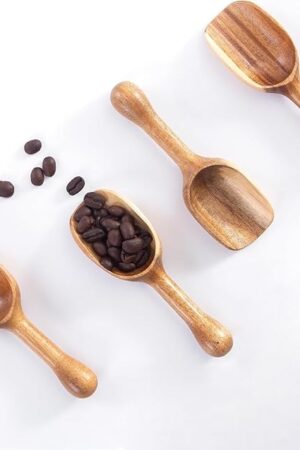 Wooden Coffee Scoop for Ground Coffee,4pcs Coffee Measuring Scooper for Beans Powder Tea Shovel,Small Wood Spoons Multipurpose for Jars Canisters,Kitchen Spice Pepper Condiment Powder Shovel