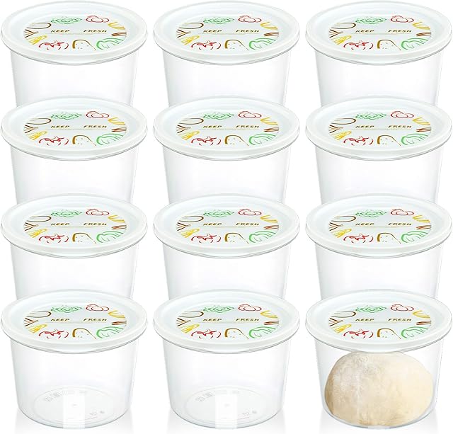 Rainmae 12pcs Pizza Dough Proofing Box with Lids, 1100ML Stackable Dough Proofing Container Pizza Making Accessories for Family Size Dough