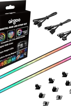airgoo Addressable RGB PC LED Strip, AG-NEON-LS1 Diffused Silicon Rubber Tube Neon Strip, for 5V 3-pin argb Header or AG-DRGB16 SignalRGB Controller(Not Included), Come with Magnetic Brackets