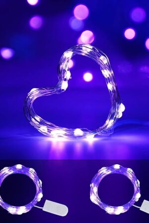 Battery Operated LED UV Black Lights, 2 Pack 6.56ft 20LED UV Lamp Bead Flexible Blacklight Fixtures Purple Fairy String Lights for Mason Jar DIY Gift Fluorescent Glow Party Body Paint Halloween Décor