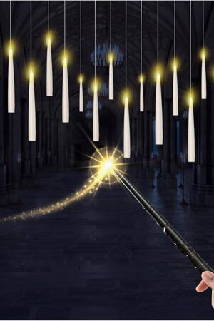 20PCS Floating Candles with Wand, Flickering Warm Light Taper LED Flameless Candles with Wand Remote, Magic Hanging Candles, Halloween Decorations for Home Indoor Party