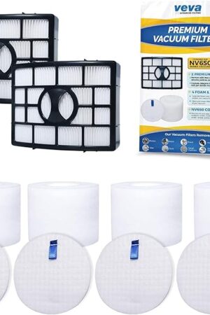 VEVA Premium Vacuum Filter Set with 2 HEPA, 4 Foam, 4 Felt Filters for Shark Rotator Navigator Duoclean Lift-Away Upright Model NV650, 650W, 651, 652, 750W, 751, 752, 831, 835; AX950, 951 & 952