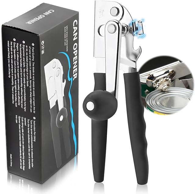 Commercial Can Opener Manual Heavy Duty Stainless Steel Handheld Smooth Edge Can Opener for Seniors for Kitchen