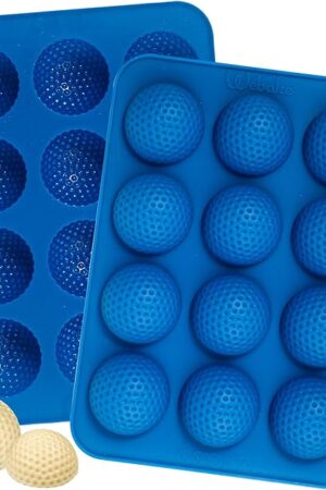 Webake Golf Ball Chocolate Molds, Silicone 12-Cavity Mold for Cake Decorations, Hot Chocolate Bomb, Candy (Pack of 2)