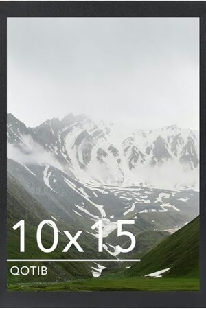 10x15 Picture Frame Black for Wall Mounting, Horizontal and Vertical Formats for Wall Hanging, Wood 10x15 Frame, Black, 1 Pack