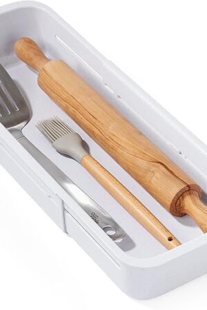 YouCopia DrawerFit Sliding Drawer Bin Kitchen Storage Organizer, Speckled White