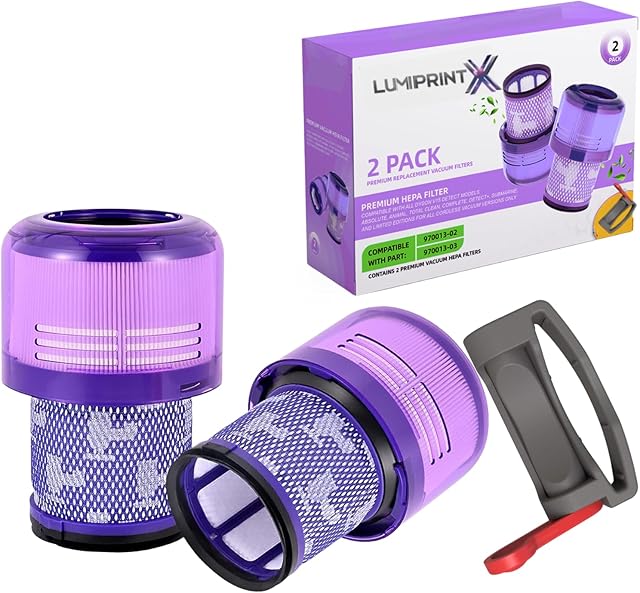Dyson V11 Filter, 2-Pack Premium True HEPA Replacement Filters for Dyson V11, V11 Animal, V11 Completed/Absolute, Dyson-V15, V15 Filter, V15 Absolute/Submarine with Trigger Clamp, Part no. 970013-02