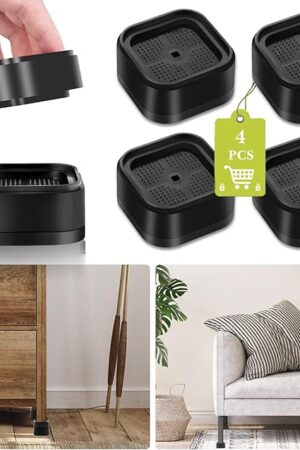 4 Pack Furniture Risers 1 Inch, Adjustable Bed Risers Heavy Duty for Table Desk Couch Chair Sofa Cabinet Bed Legs Dorm, Square Stackable Bed Raisers Blocks Lift Height 1", 2" or 3", Black