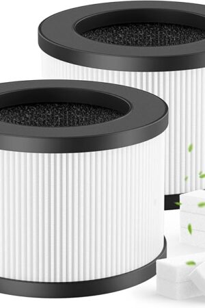 2 Pack BW302 Filter Replacement + 8 Sponge Pads | Compatible with Lunino BW302 Purifier | 3-Stage Filtration