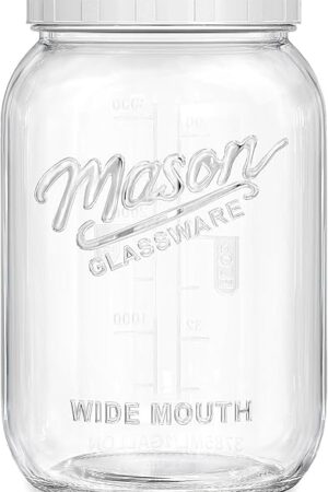 1 Gallon Glass Jar with Lid, Wide Mouth Mason Jars, Large Glass Flour Storage Containers with Airtight Lids, Candy Jar Safe for Cookie, Kombucha, Pickle, Sugar