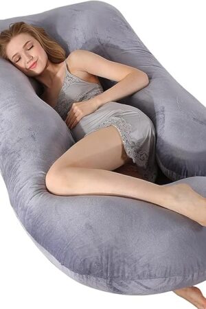 60 Inch Full Body Pregnancy Pillows for Sleeping Cooling Pregnancy Pillow,U Shaped Pregnancy Body Pillow,Maternity Pillows for Pregnant Women with Removable Washable Velvet Cover.(Grey)