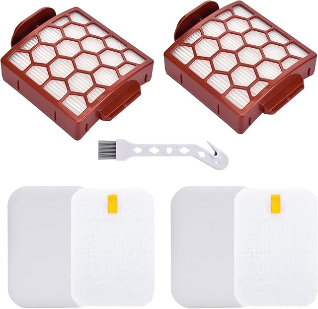 2 Foam&Felt+ 2 HEPA Replacement Filters kit for Shark Navigator Zero-M Self-Cleaning Brushroll Pet Pro ZU62, ZU60,ZU62C Pet Plus NV251,NV255,Swivel Pro Complete NV150,NV151,Part 1238FT60,1239FT60