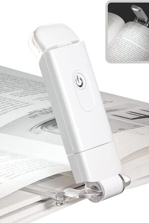 DEWENWILS Book Reading Light with Clip, USB Rechargeable Booklight for Reading in Bed, Eye Care LED Book Lamp for Kids, Bookworms,2 Brightness Levels (White)