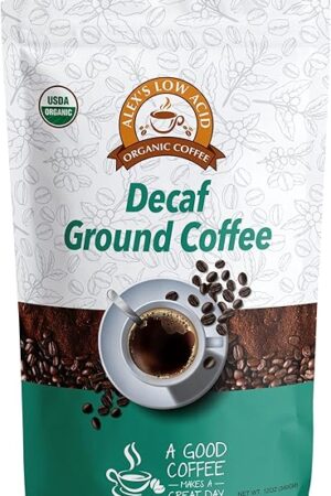 Alex's Low Acid Organic Coffee 12oz Bag - Fresh Ground Decaf (Pack of 1)