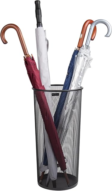 Mind Reader Umbrella Stand, Multi-Purpose Mesh Storage Stand, Organizer for Office and Entryway, Metal Mesh, Black