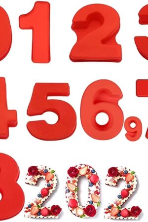 10 Inch 9 pieces Large Size Number Moulds Baking Forms Silicone Number Mold Cake Pan (10 inch)