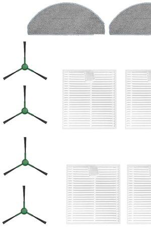 12 Pack Accessories Kit Compatible with iRobot Roomba Essential 100 Series 104 105 Combo Y0140 Y0110 Q011 Q0120 Q0520 Vacuum,1 Roller Brush＆ 4 Side Brushes＆4 Filters & 2 Mopping Pads Replacement Parts