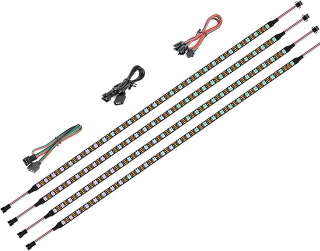 BTF-LIGHTING WS2812B IC PC Light Strip 4PCs 19in Individually Addressable for 5V 3Pin LED Headers for Asus Aura,Gigabyte RGB Fusion, MSI Mystic Light