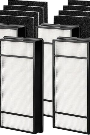 4 Pack HRF-H1 HRF-H2 / Filter (H) + 8 Pack Carbon Pre Filter Compatible with Honeywell HPA060, HPA160, HPA050, HPA150, HHT055, HHT155