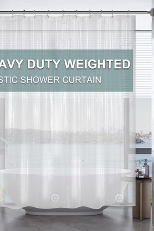 AmazerBath Plastic Shower Curtain Clear Premium PEVA, Clear Shower Curtain Heavy Duty 8G, Weighted Shower Curtains for Bathroom Accessories with 3 Big Stones and 12 Rustproof Grommets, 72x72 Inches