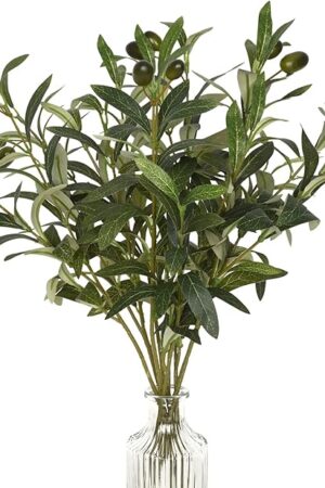 Waipfaru Faux Olive Branches for Vases, Olive Tree Branches with Lifelike Olives, Artificial Greenery Stems Decor for Centerpieces Floral Arrangements Vases (3Pcs, 18 Inch)