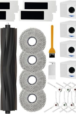 24 Pack Replacement Parts for ECOVACS Deebot T20 Omni / T20 Max / T20 Pro Robot Vacuum，Includes Main brushes, HEPA filter, Mop pad, Dust bag and Side brushes