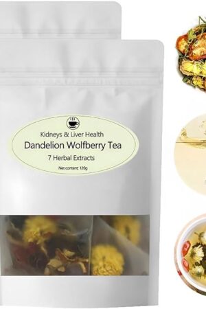 Dandelion Wolfberry Tea - Supports Kidneys & Liver Health with a Natural Blend of Seven Herbal Ingredients, 2Bag(24pcs)