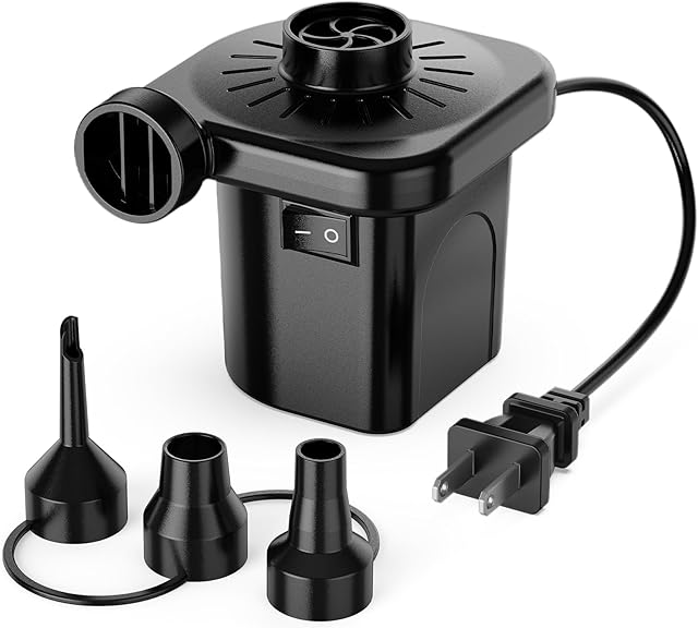 Electric Air Pump for Inflatables,Portable Quick-Fill Air Pump with 3 Nozzles,110-120V, Inflator & Deflator Pumps for Outdoor Camping, Air Mattress Beds,Boats,Inflatable Cushion,Couch,Pool Floats