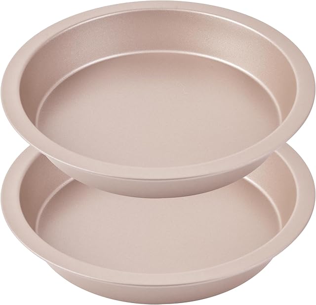 8-inch Round Cake Pan Set of 2, Nonstick 8 Inch Cake Pan for Baking (Champagne Gold)