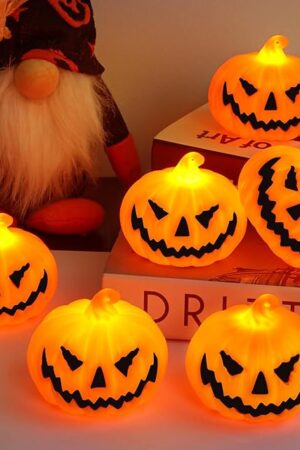 6 Pack Halloween Pumpkin Flameless Candles Battery Operated LED Tealight Candles for Home Room Decorations, Light Up Halloween Decorations Indoor for Table Party Office Fireplace halloween Gifts