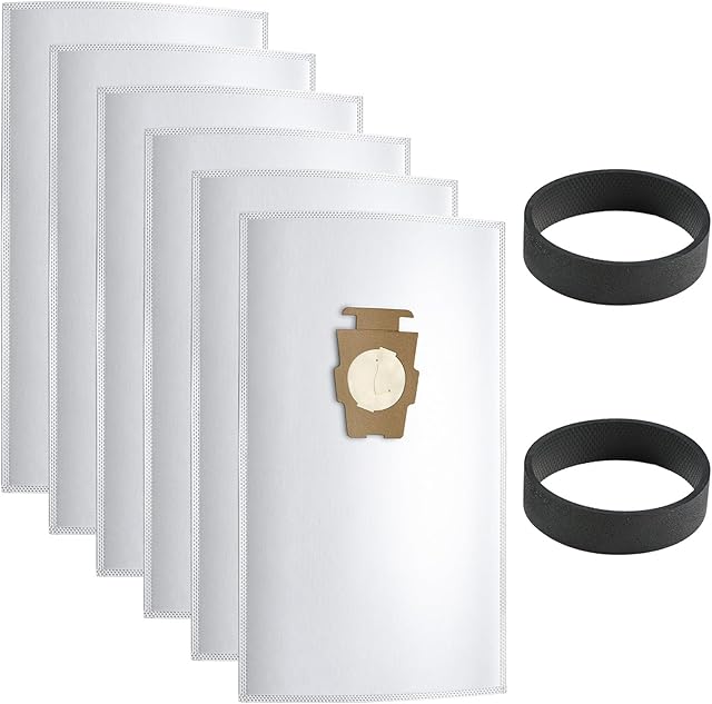 6 Bags + 2 Belts Vacuum Bags Compatible with Kirby Vacuum Cleaner Bags, Solid Cloth Dust Bag Fit All Kirby Generation & Sentria Models, Part # 205811 204814 204811 Style F