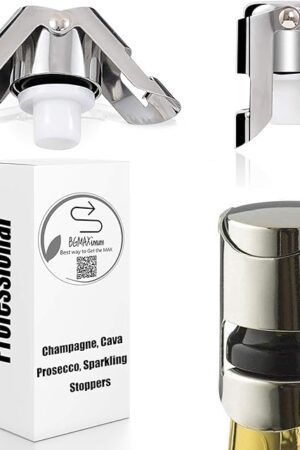 Champagne Sealer Stopper, BGMAX 3 Pack Stainless Steel Sparkling Wine Bottle Plug Sealer Set with a Longer Sealing Plug, Gifts Accessories for Champagne