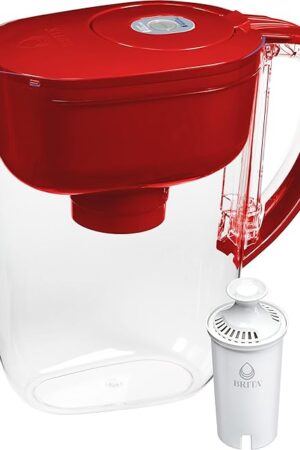 Brita Metro Water Filter Pitcher with SmartLight Change Indicator, BPA-Free, Replaces 1,800 Plastic Water Bottles a Year, Lasts Two Months, Includes 1 Filter, Small - 6-Cup Capacity, Fiery Red