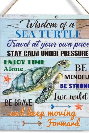 YCYD Sea Turtle Decor, Friends Inspirational Turtle Gifts, Wall Art Wooden Hanging Sign Decor, for Office Bedroom Living Room Home Decoration 10x8 Inch