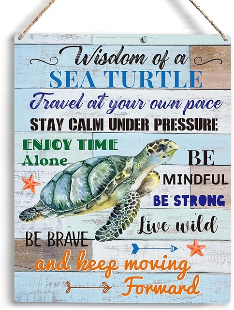YCYD Sea Turtle Decor, Friends Inspirational Turtle Gifts, Wall Art Wooden Hanging Sign Decor, for Office Bedroom Living Room Home Decoration 10x8 Inch