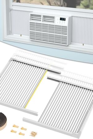 Air Jade Window Air Conditioner Side Panels with Frame, Adjustable AC Side Panels for 5,000 to 14,000 Btu Window AC Units, Extra Wide Window Air Conditioner Panels and Frame Kit, Pack of 2