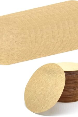BlingKingdom 300pcs 2.5" Unbleached Replacement Natural Paper Filters Round Coffee Filter Paper Compatible with Aerobie Aeropress Coffee and Espresso Makers Moka Pot Ice Drip Pot (Brown)