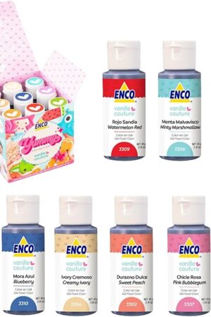 ENCO Yummy Collection 9 Food Coloring Gel Set 1.41 oz each (40 g) includes Cookie Decoration Guide