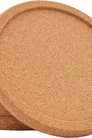 Cork Coasters for Drinks Absorbent - 6 Pcs 4 Inch Cork Coasters with Lip Heat Resistant Reusable Drink Coaster Set Extra Thick Perfect for Cups Glasses Mugs