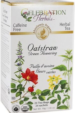 CELEBRATION HERBALS Organic Oatstraw Green Flowering Tea, 24 CT