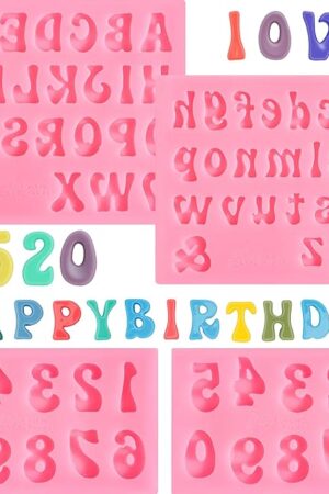 4PCS Letters Molds and Numbers Molds, Silicone Fondant Mold Chocolate Molds, 0-9 Number and 26 Letters Silicone Molds for Baking Desserts Cake Candle Decoration.