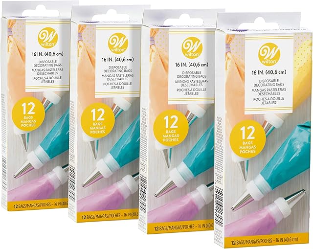 Wilton Disposable Decorating Bags, 16-Inch, 12-Count, Pack of 4