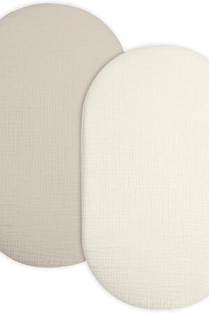 Bassinet Sheet 2 Pack Muslin Beige & Cream