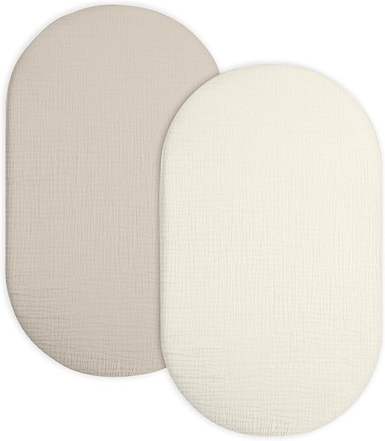 Bassinet Sheet 2 Pack Muslin Beige & Cream