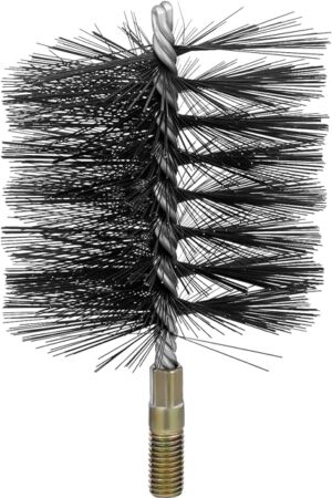 4 Inch Double Spiral Flue Brush Round Chimney Cleaning Brush with 1/4" Npt Fitting for Chimneys Stove Pipes Cleaning Accessories