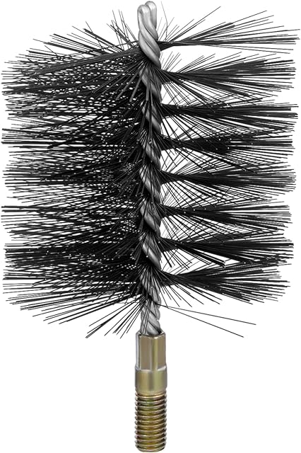 4 Inch Double Spiral Flue Brush Round Chimney Cleaning Brush with 1/4" Npt Fitting for Chimneys Stove Pipes Cleaning Accessories